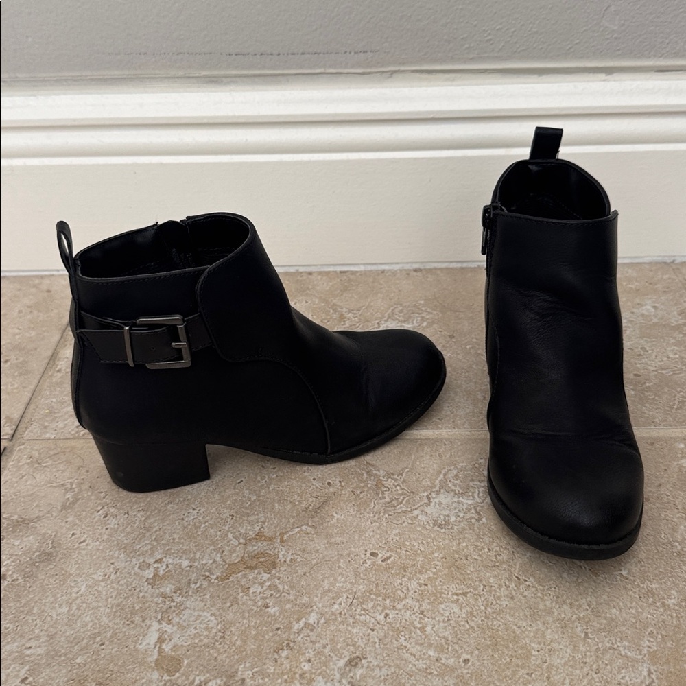 Black Ankle Boots with Buckle Detail